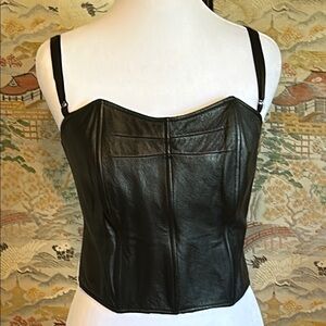 WILSONS MAXIMA BLACK SOFT LEATHER CROP TOP …SIZE M